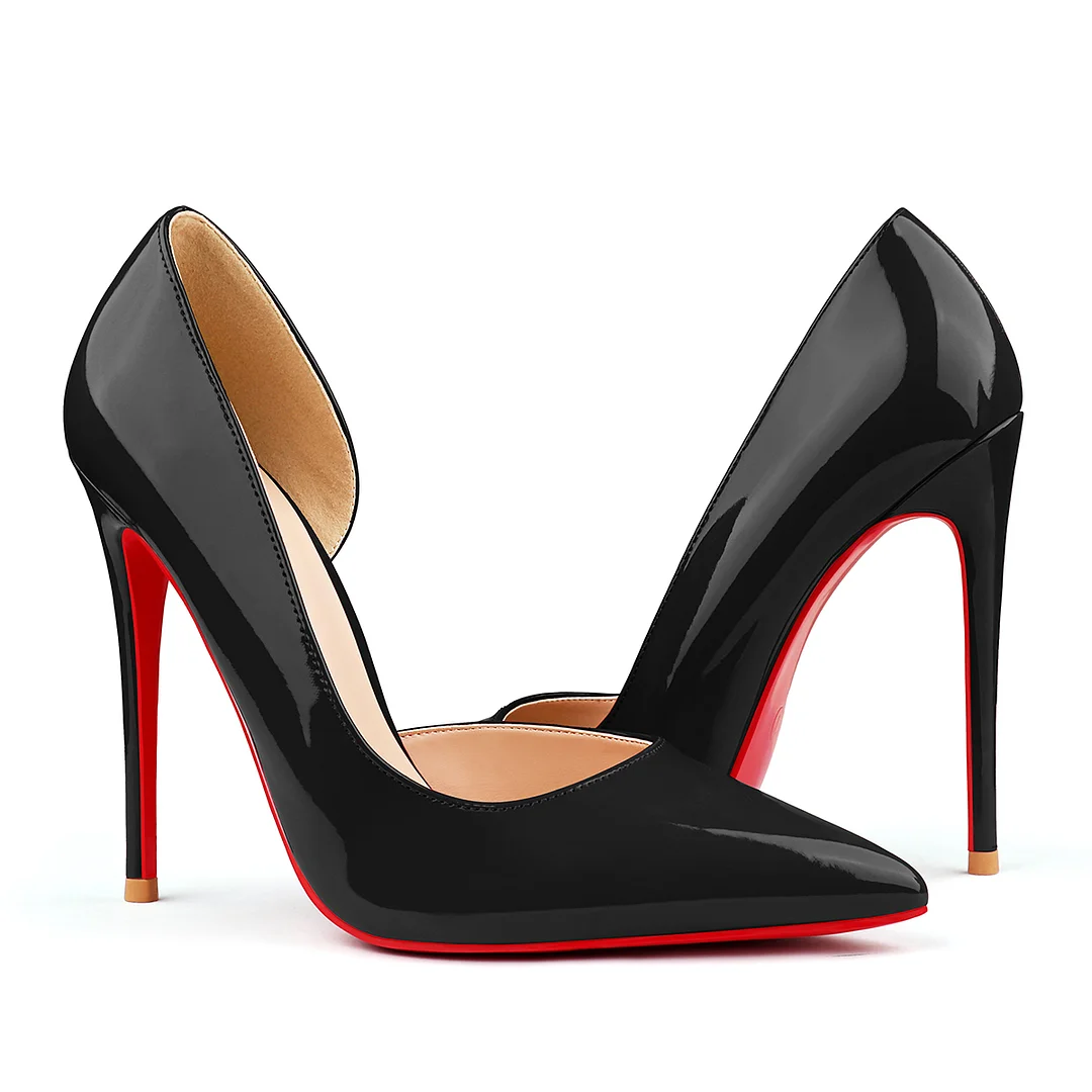 120mm Women's Classic Pumps Patent Closed Pointed Toe Bridal Wedding Party Red Bottom-MERUMOTE