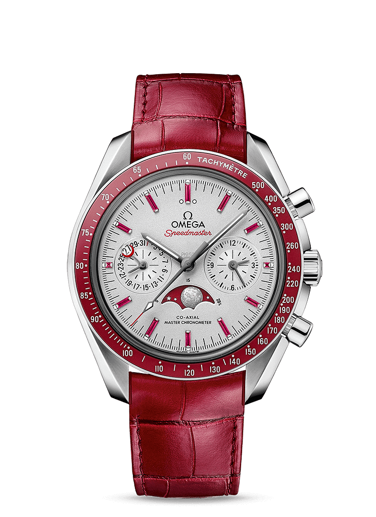 MOONPHASE CO‑AXIAL MASTER CHRONOMETER MOONPHASE CHRONOGRAPH 44.25 MM 304.93.44.52.99.002 FAVOURITES COMPARE Platinum on Leather strap