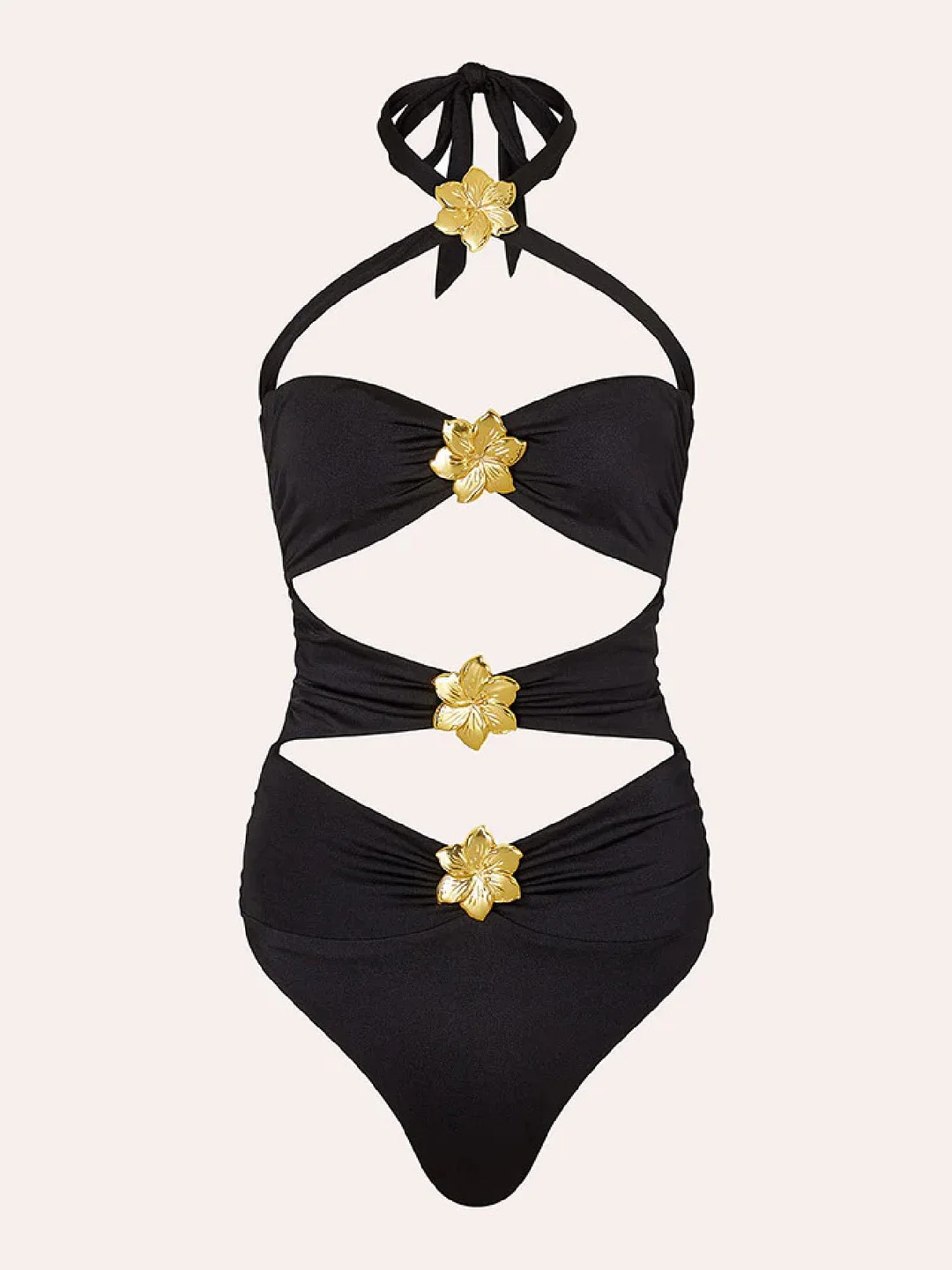 Uveng Solid-Colored Swimsuit Women's 2025 New Short Dress Two Sets Of Hollow Breast Swimsuit Swimsuit