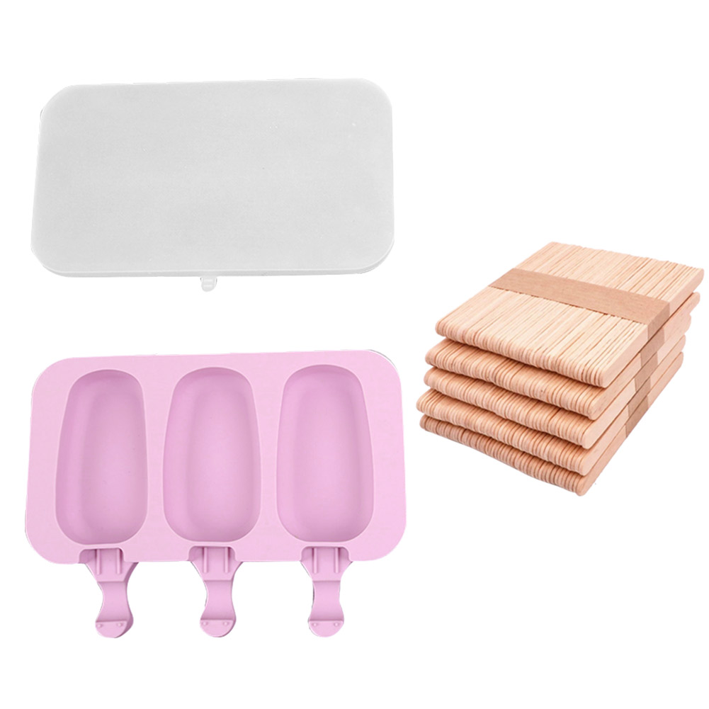 

Silicone Ice Cream Mould Ice Cube Tray Popsicle Mold w/Popsicle Stick (B, 501 Original