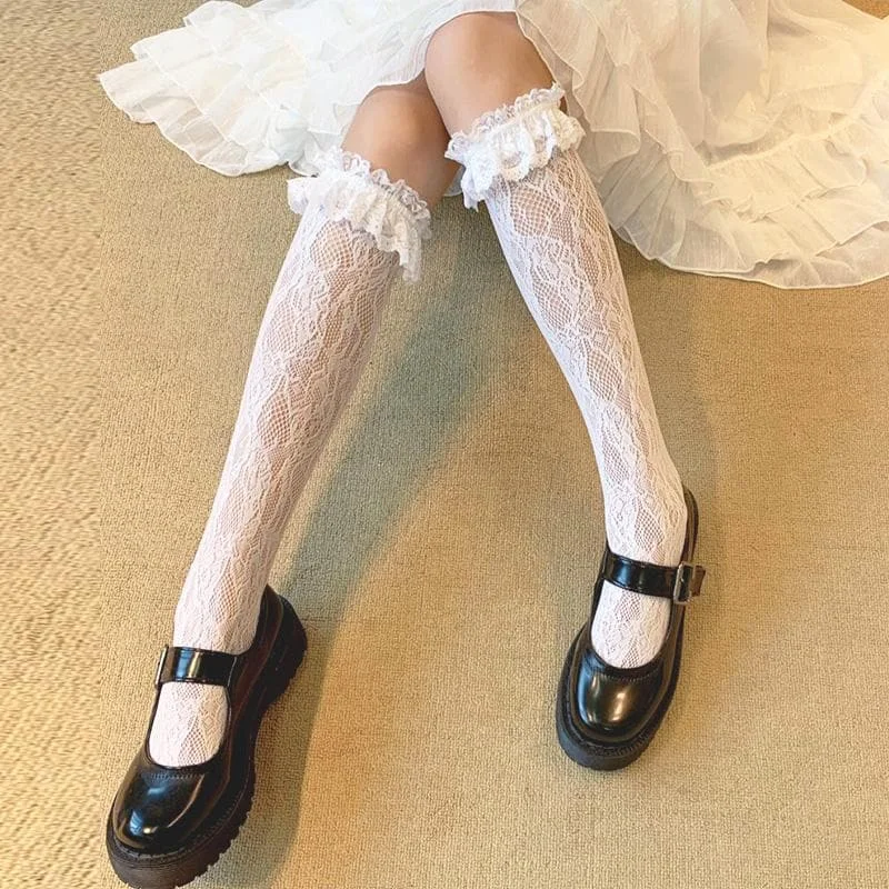 Lolita Lace Stockings Love Heart Rivet Leg Ring SP15716