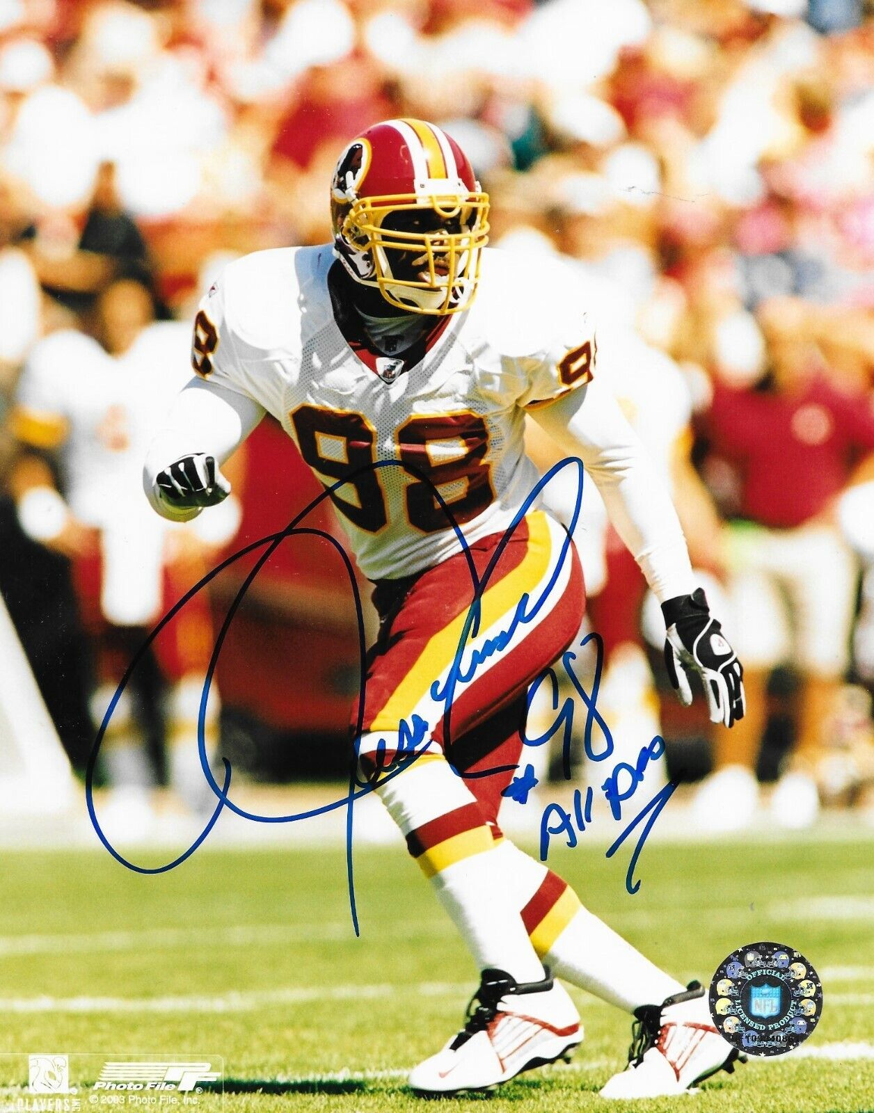 Jessie Armstead signed Washington Redskins 8x10 Photo Poster painting autographed 2