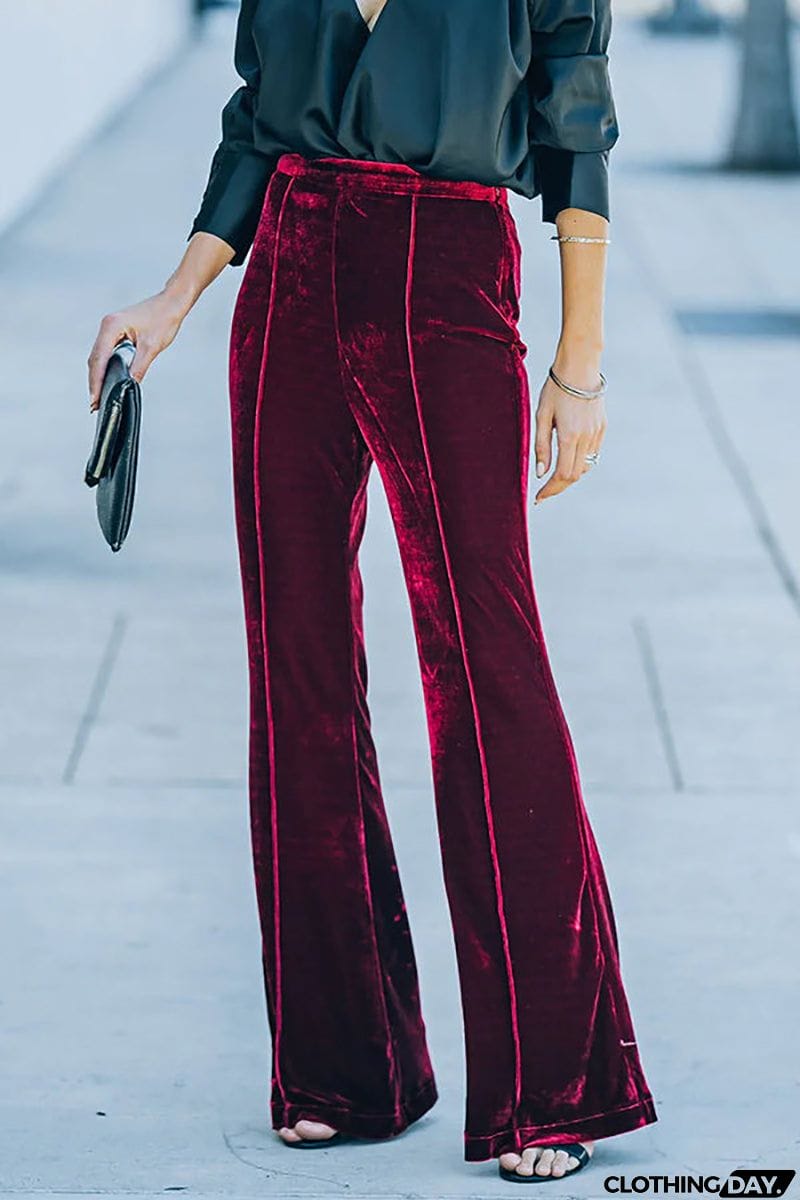 Cheerful Velvet Seam Flares Pants