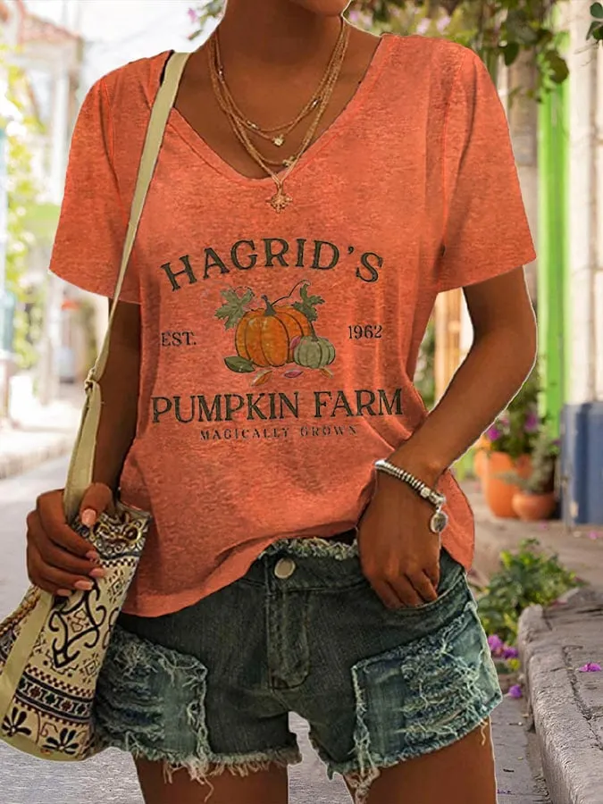 Women'S Hagrid'S Pumpkin Patch Print Shirt 