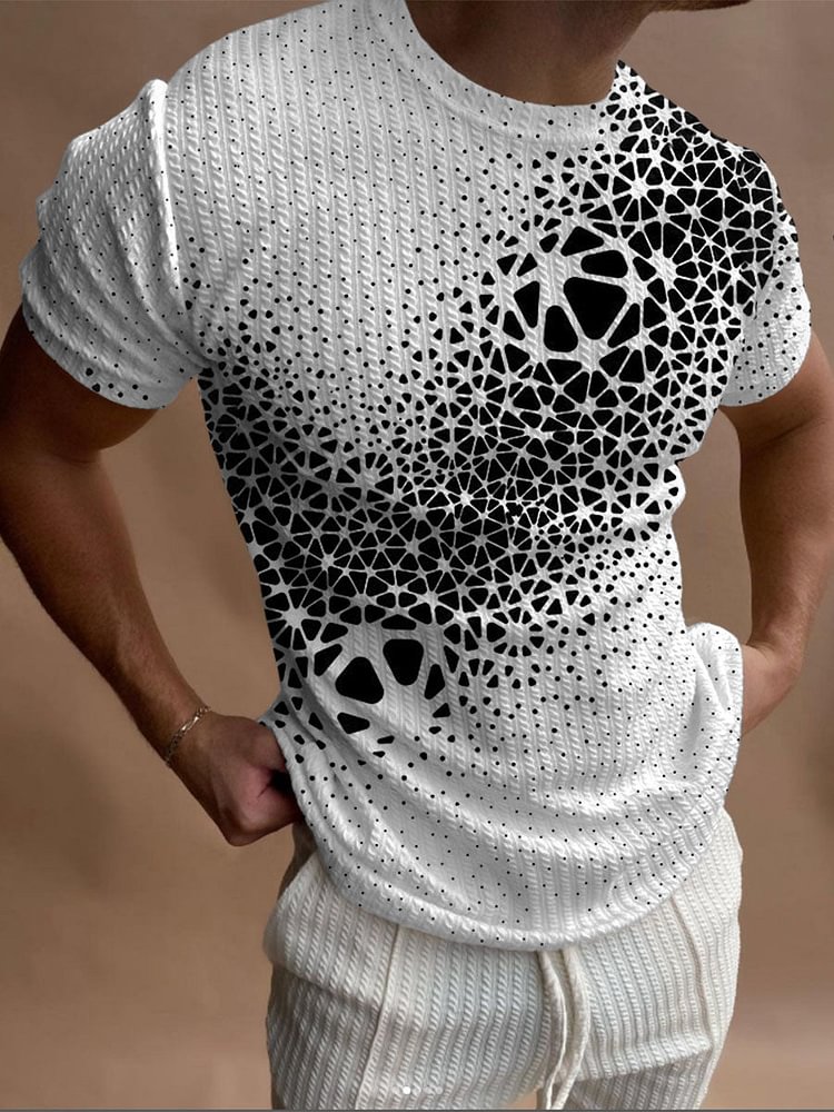 Men's Abstract Gradient Irregular Geometric Short-Sleeved T-shirt