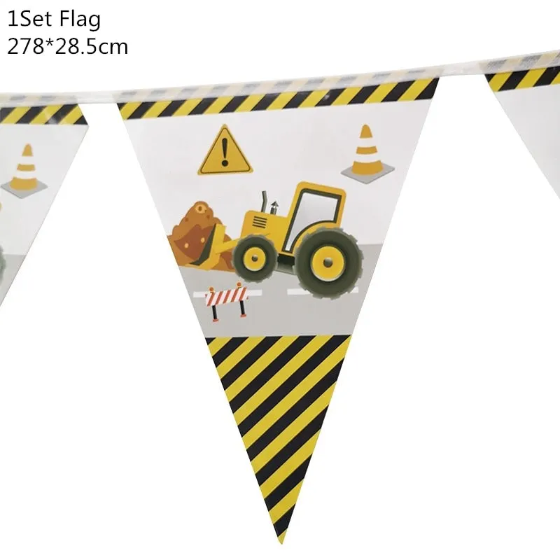 Construction Tractor Theme Excavator Inflatable Balloons Truck Vehicle Banners Baby Shower Kids Boys Birthday Party Supplies