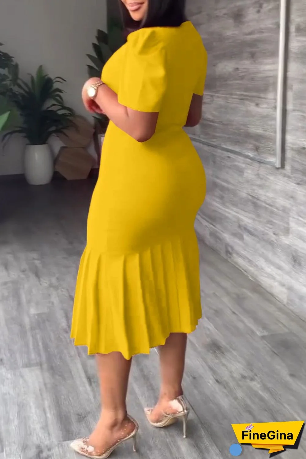 Red Casual Solid Basic O Neck Short Sleeve Dress