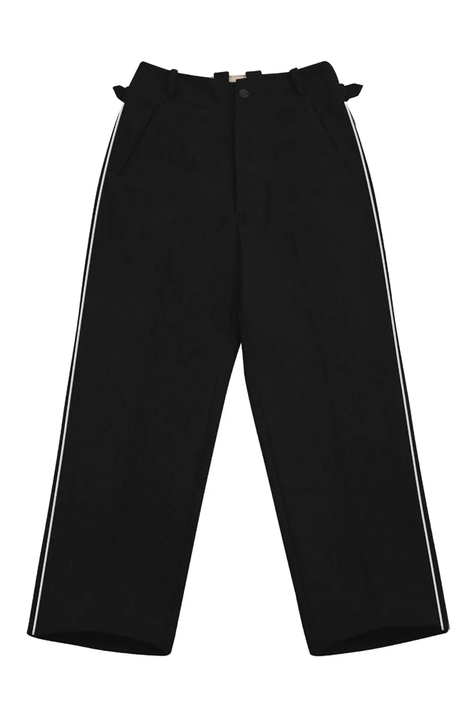   Elite German M1932 Black Wool Straight Trousers With Pipe German-Uniform
