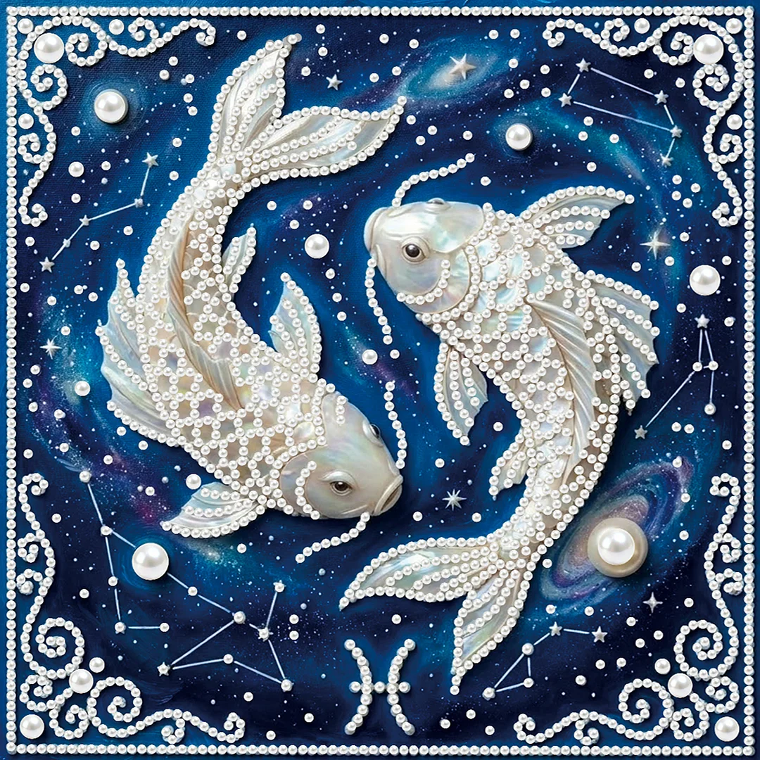 Pisces - DIY Pearl Diamond Art Kit With Frame 25*25cm