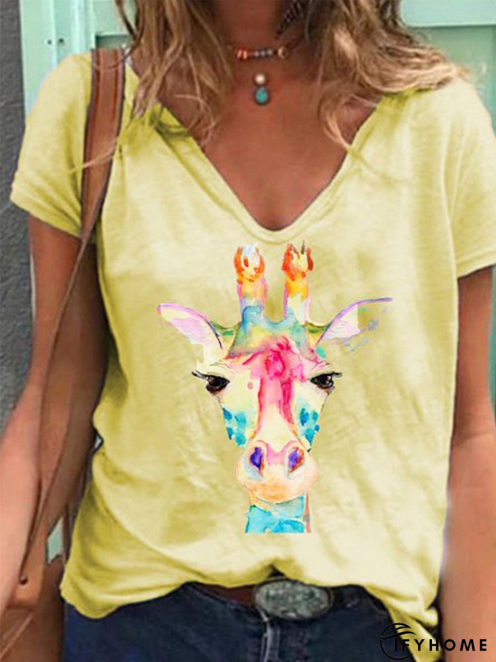 Casual Short Sleeve V Neck T-shirt | IFYHOME