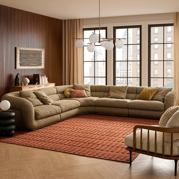 Solari Performance Fabric L-Shaped Sectional Sofa