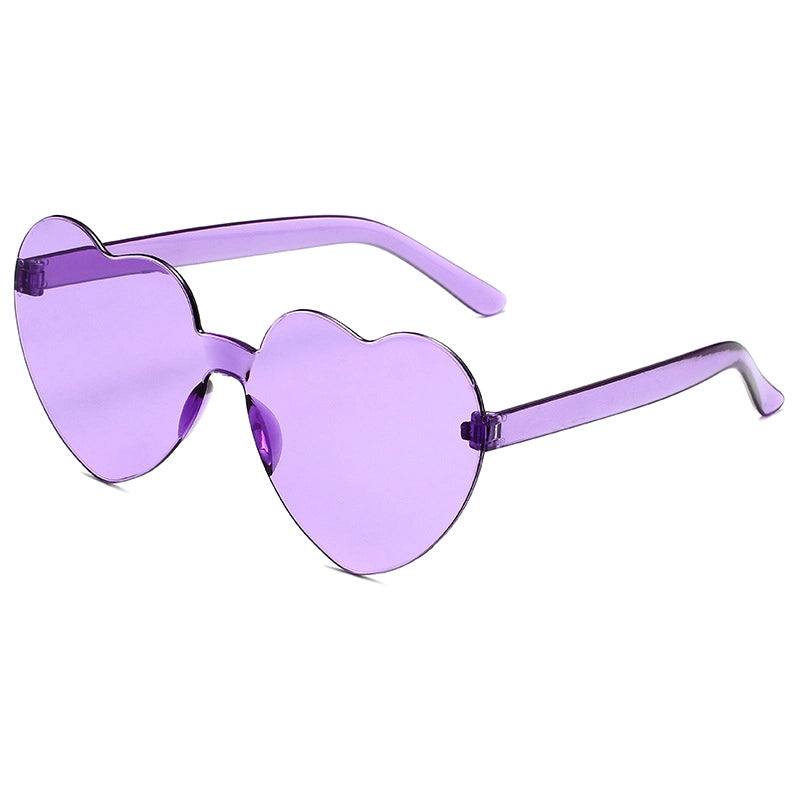 Transparent Jelly Color Love Sunglasses Men’s And Women’s Peach Heart Sunglasses Heart-shaped Conjoined Love Sunglasses