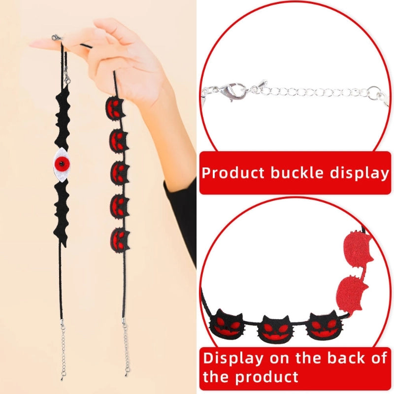 Halloween Minimalist Bat Skull Felt Cloth Holiday Daily Party Necklace