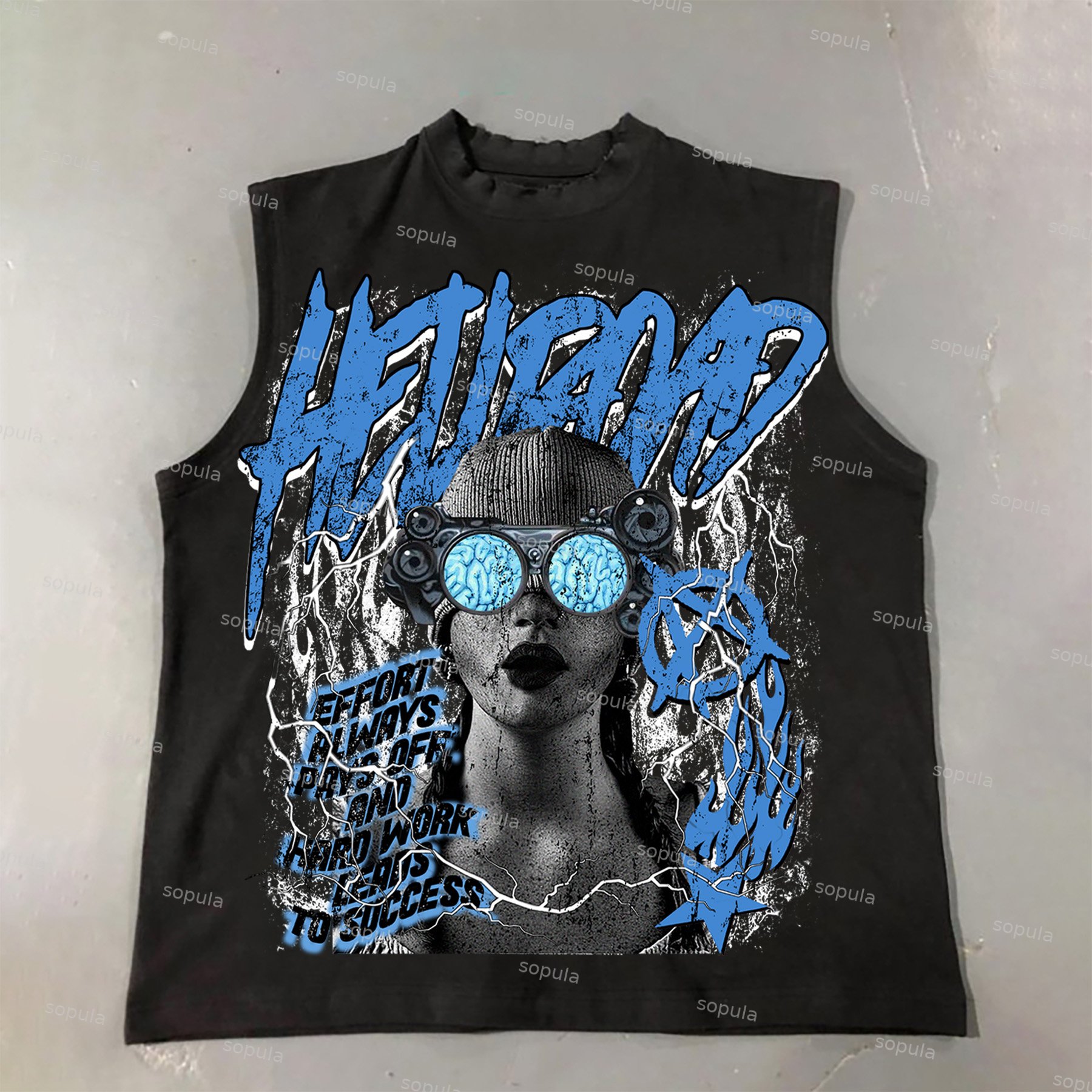 Hell Road Retro Fun Portrait Print Cotton Tank Top - SOPULA