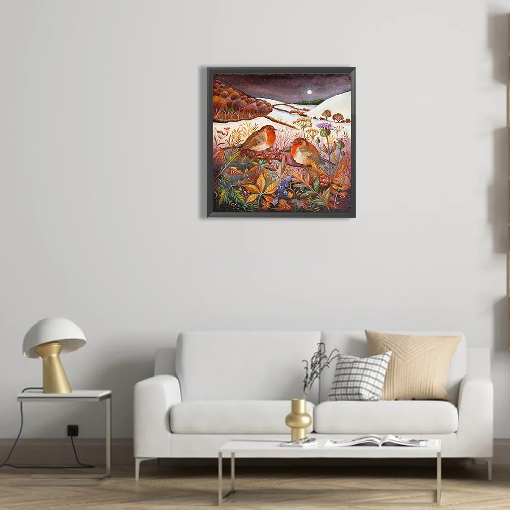 Full Round Diamond Painting 30*30cm - Night Hill Bird