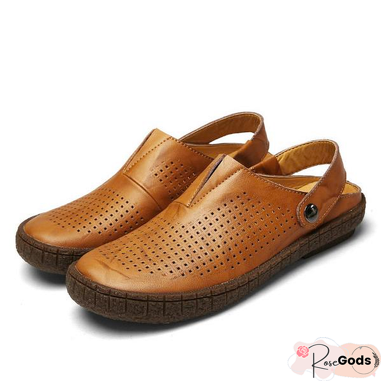 Men Pu Split Leather Sandals Beach Breathable Sandal Shoes