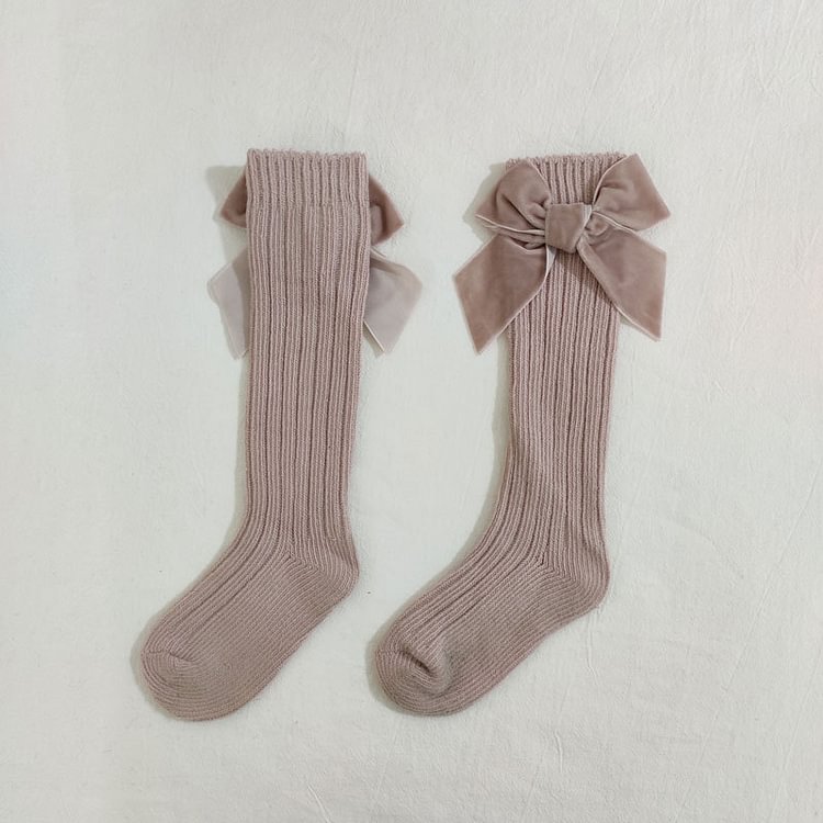 Infant Solid Color Bow Decor Socks