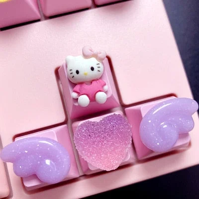 Xpoko  back to school Personalized Keycaps Wings Cute Translucent Keycaps for Mechanical Keyboard R4 Keys PBT Color Keycaps Key Caps Anime