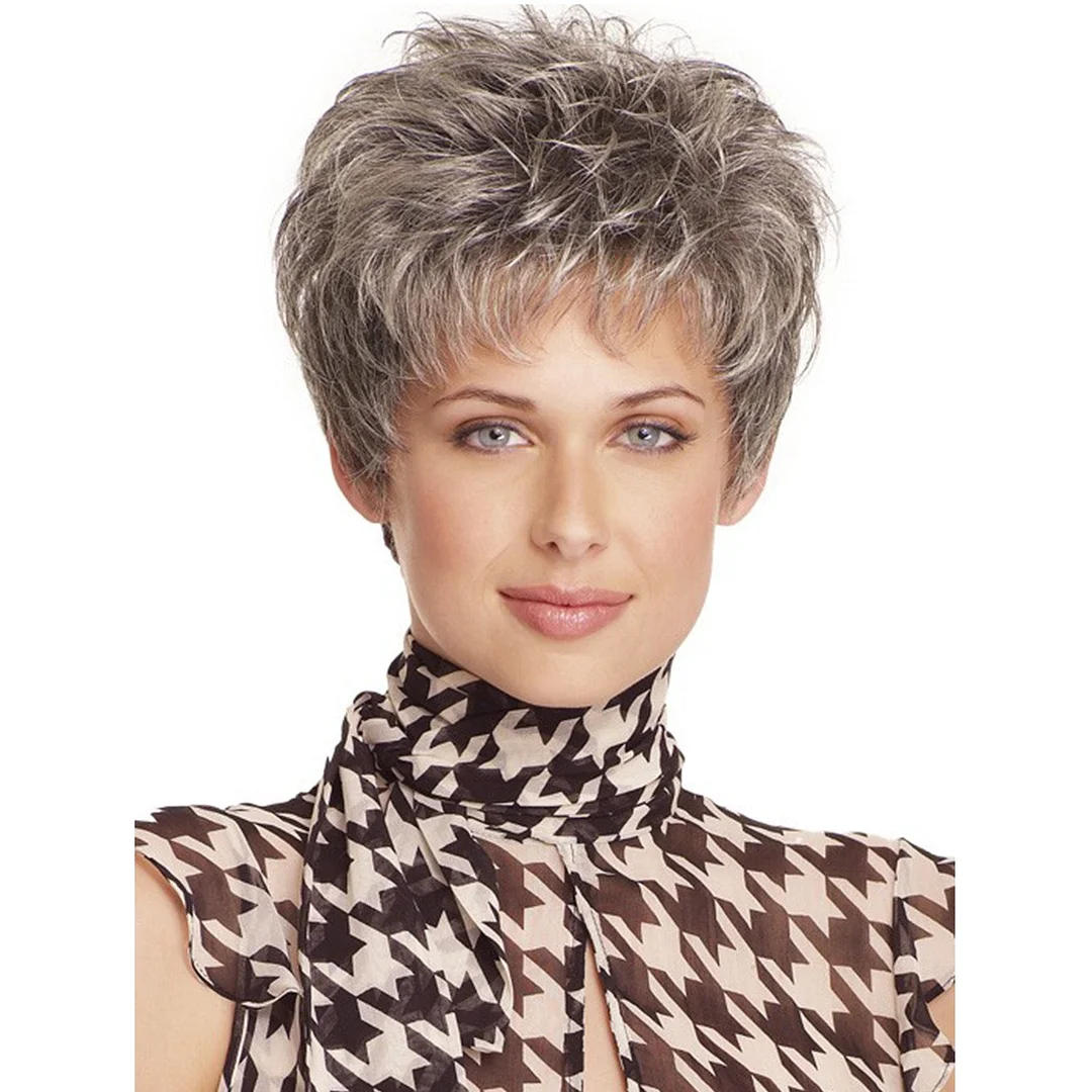 New Fashion Wig Qi Liu Hai Mixed Color Short Hair Cover