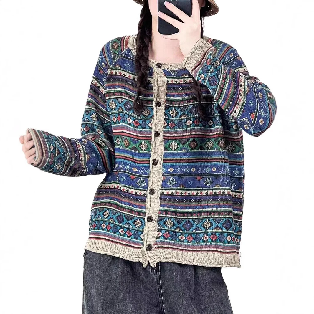 Chicfifth Sweater Women Winter Long Sleeve High Quality Autumn Vintage Top Knitted Cardigan