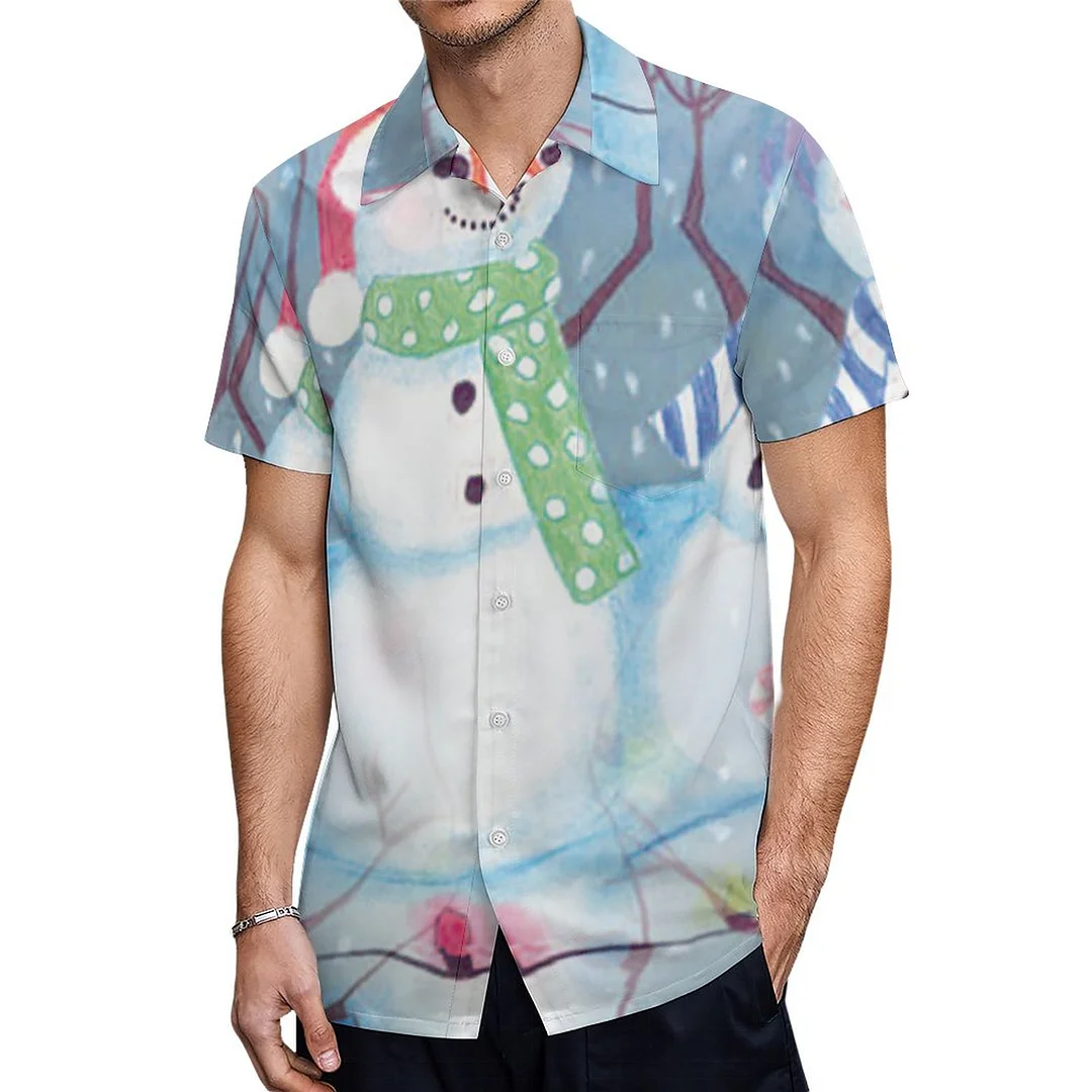 Fun Funny Christmas Holiday Snowmen Hawaiian Shirt Mens Button Down Plus Size Tropical Hawaii Beach Shirts