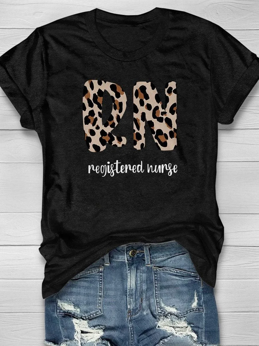 Registered Nurse Leopard Print Short Sleeve T-shirt