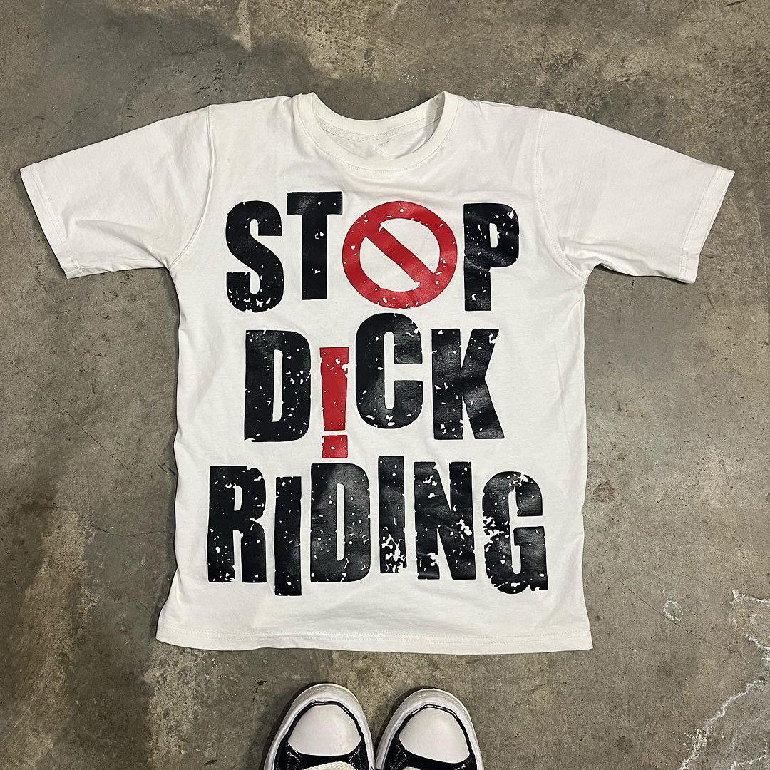 Street Contrast Slogan Printed Short-Sleeved T-Shirt