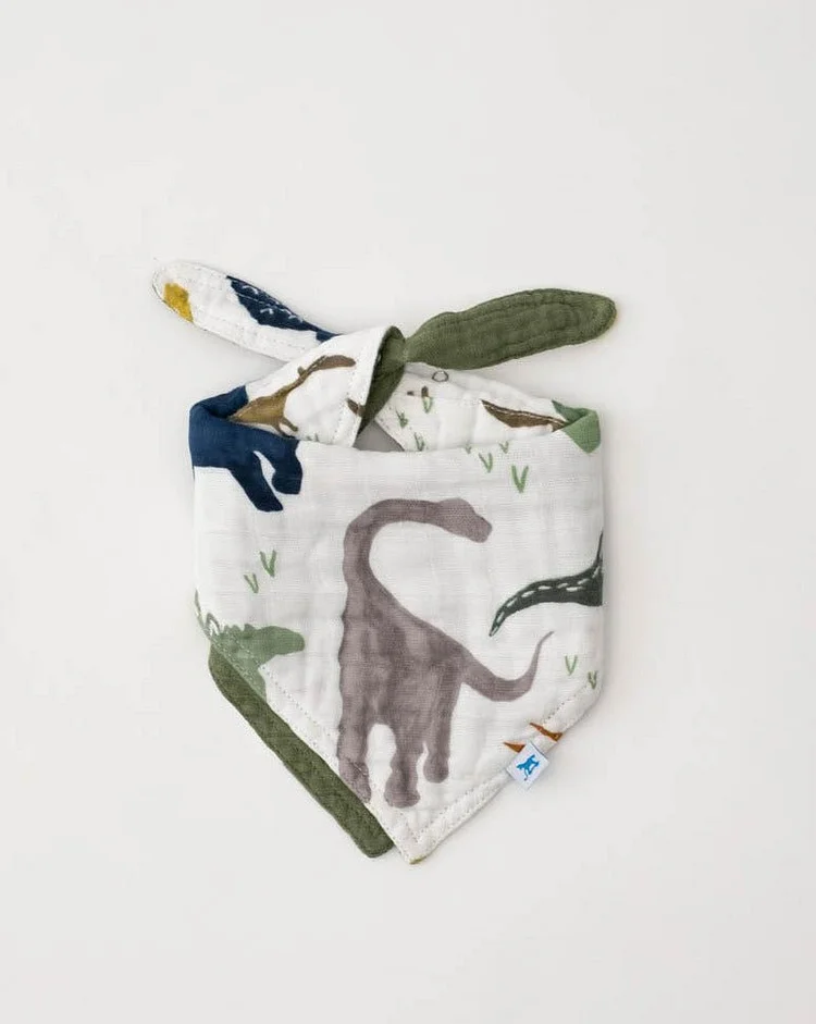 Cotton Muslin Reversible Bandana Bib - Dino Friends