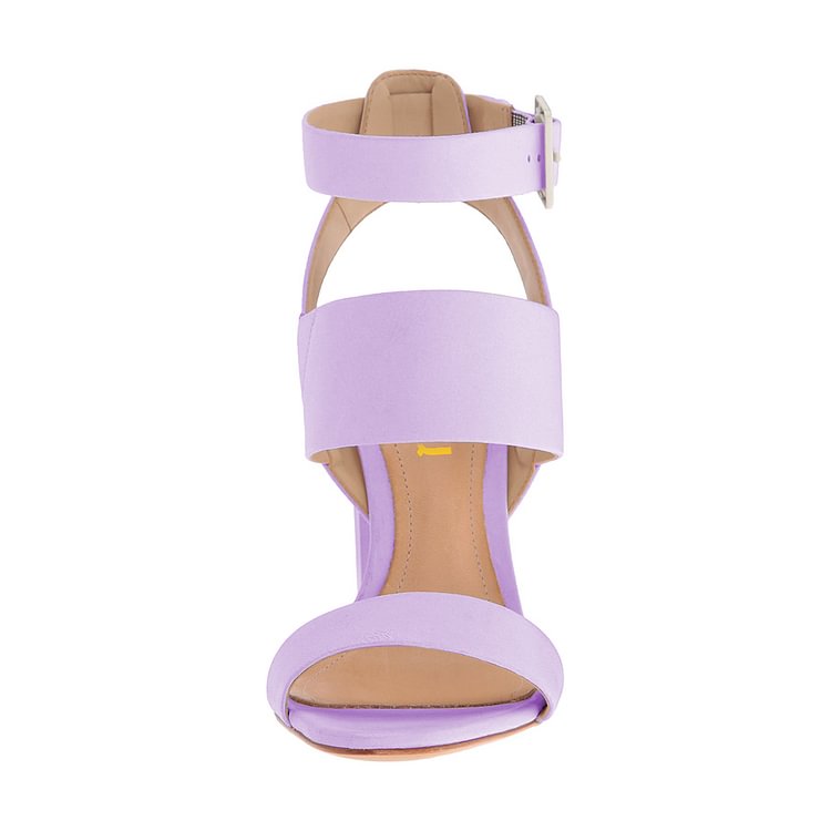 Purple Ankle Strap Slingback 4 Inches Chunky Heel Sandals |FSJ Shoes