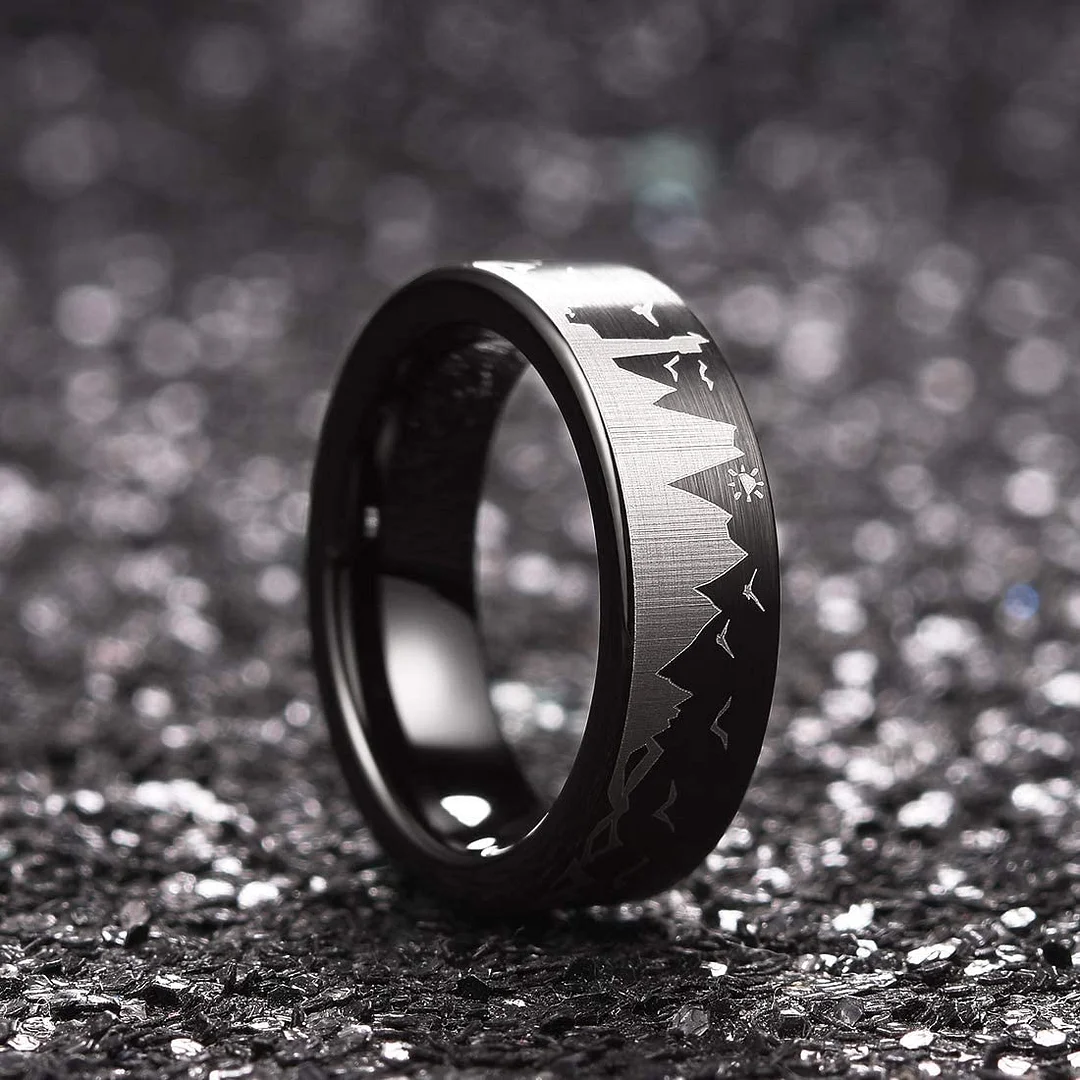 4MM 6MM 8MM 10MM Women Mens Tungsten Carbide Ring Laser Seagull Pattern Black High Polished Tungsten Carbon Fiber Wedding