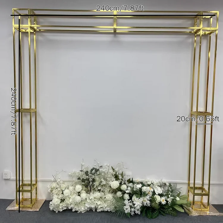 Angela Flower Shiny Stable Gold-Plated Iron Frame Square Screen Wedding Stage Flower Stand Props A8082-0110