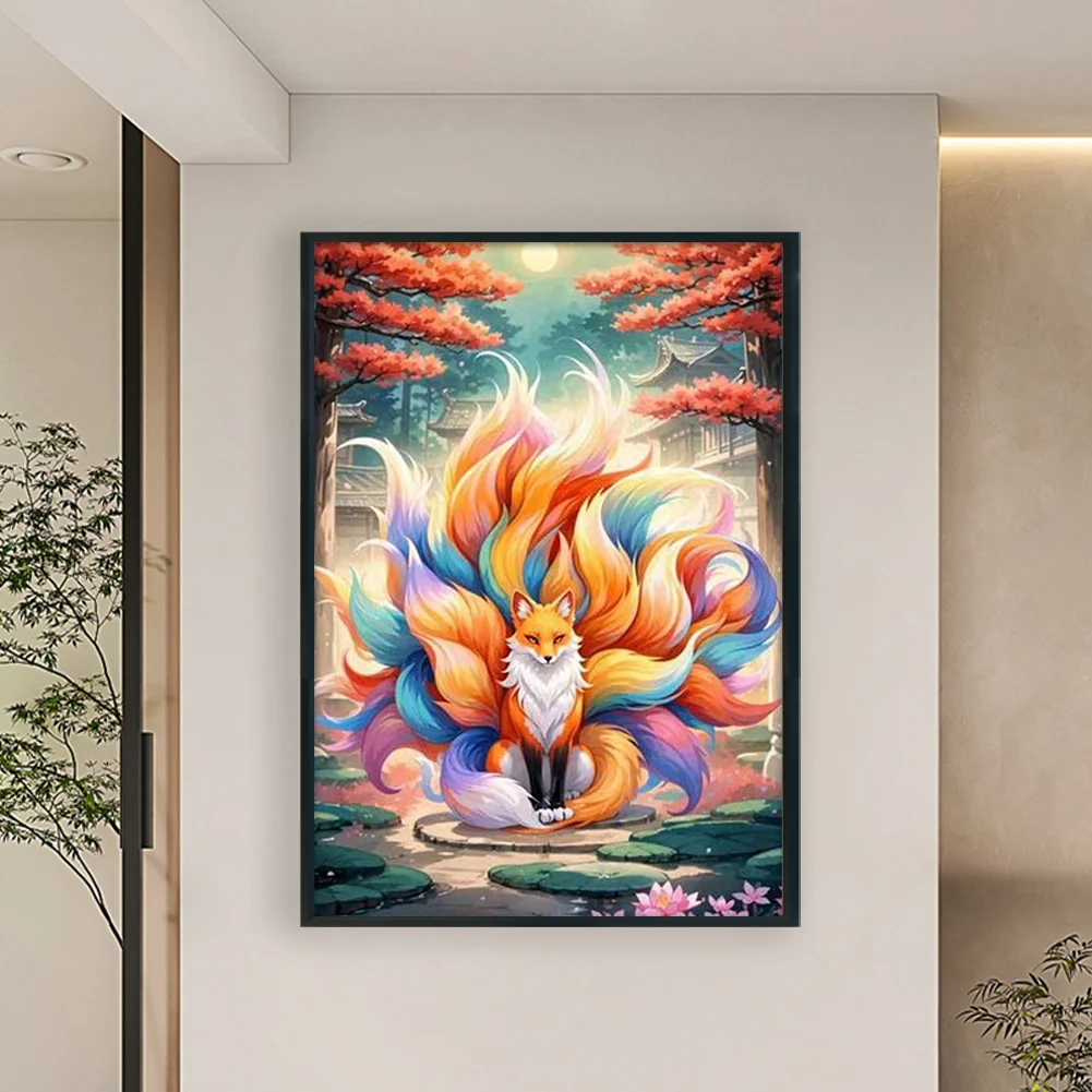 9CT Full Stamped Cross Stitch Bead Embroidery- Fox(Canvas|54*76CM)