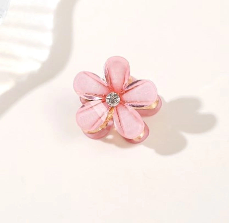 Women’s Sweet Minimalist Flower Metal Inlay Resin Rhinestones Pearl Hair Claws
