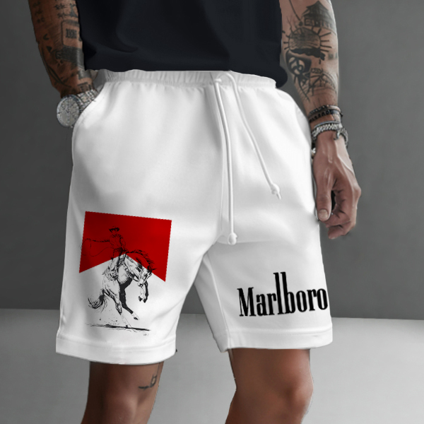 Men's White Loose Casual Sports Racing Sweatshirt Shorts / TECHWEAR CLUB / Techwear