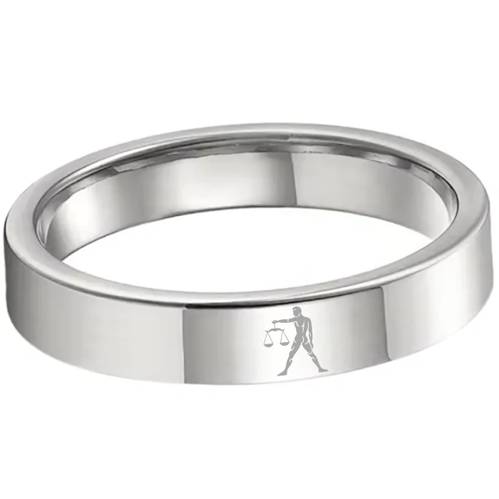 Men Women Sliver Libra Tungsten Carbide Rings Couple Wedding Band Flat Top Comfort Fit 4MM 6MM 8MM Width