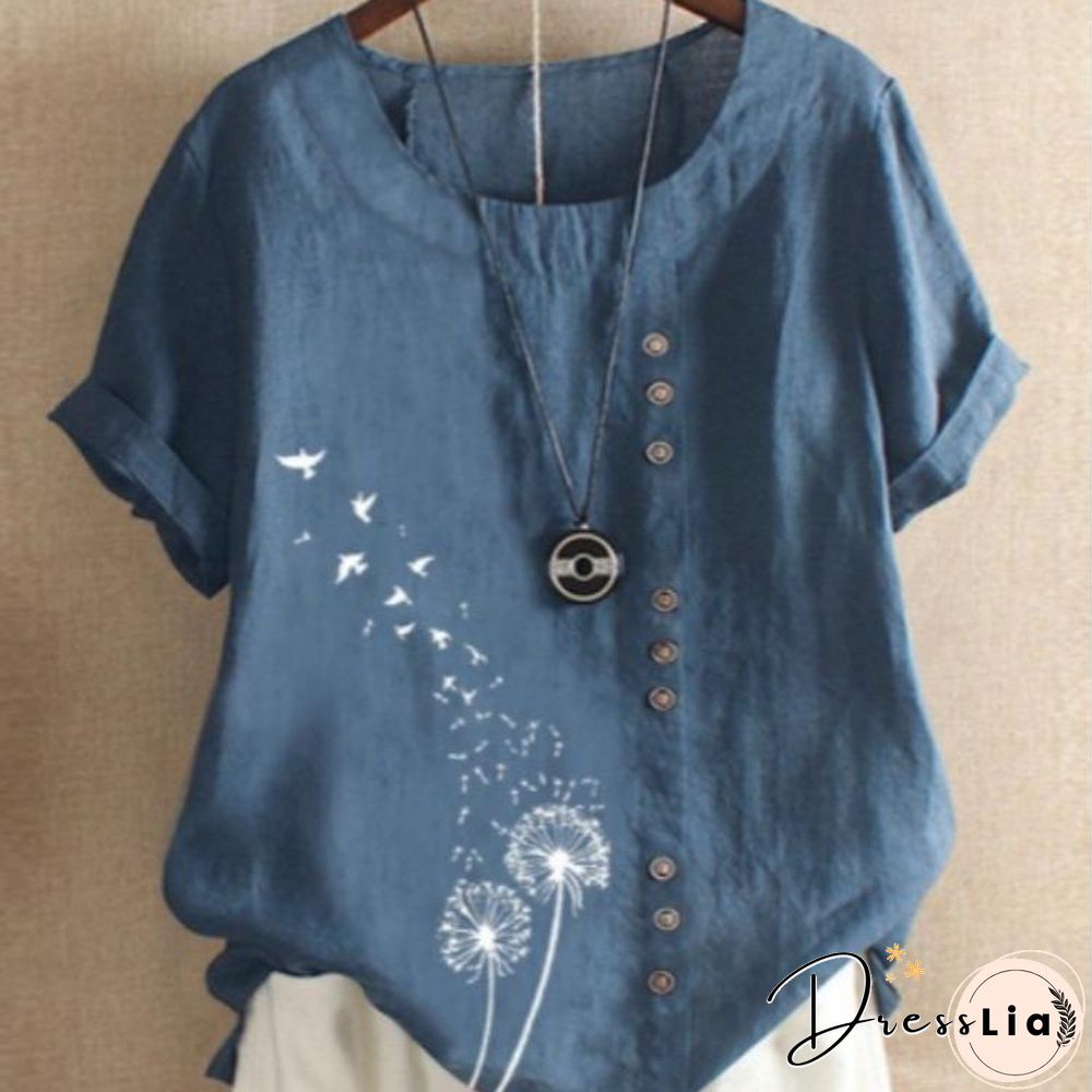 Blue Cotton Casual Shirts & Tops Linen