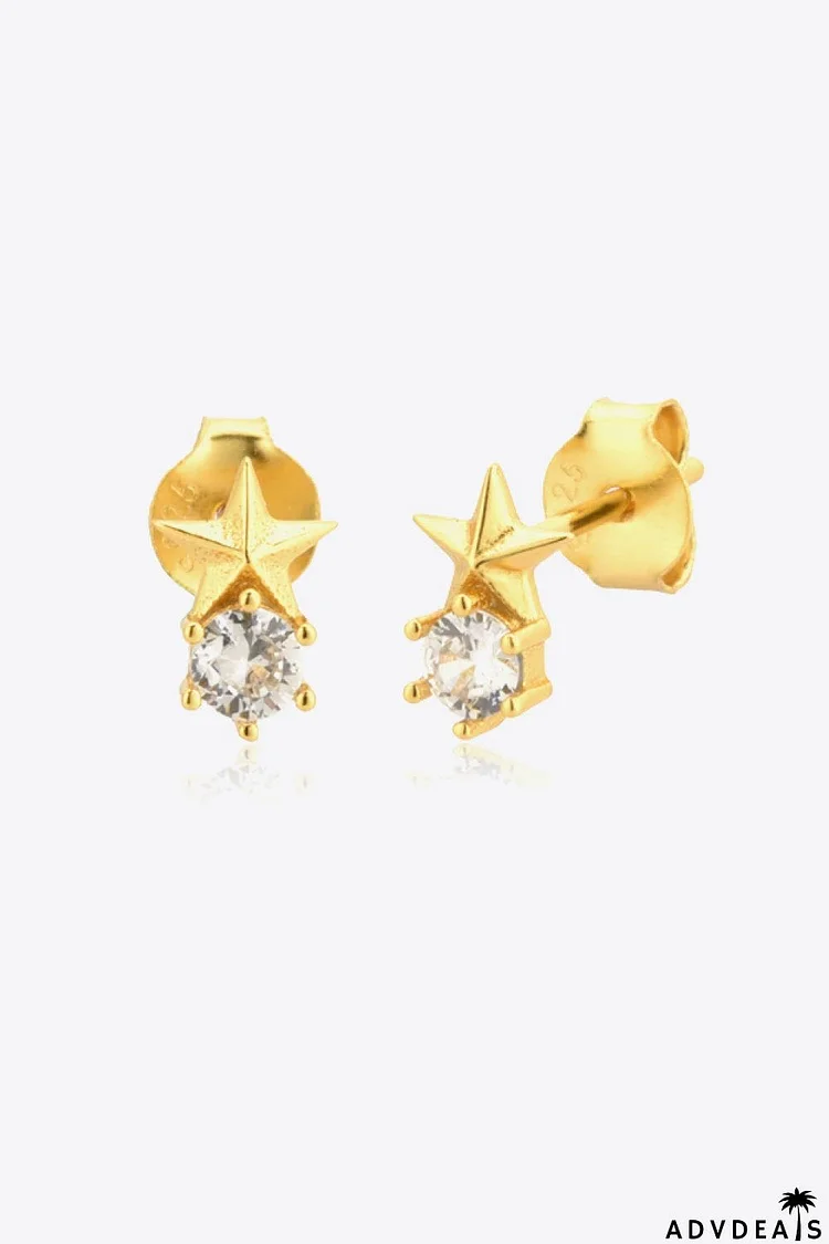 Zircon Star Stud Earrings