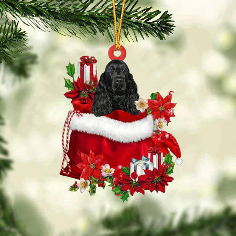 VigorDaily Black Cocker Spaniel In Gift Bag Christmas Ornament GB015