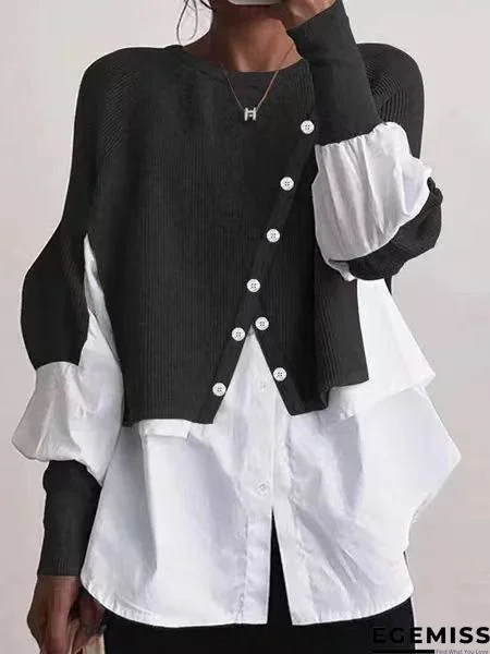 Sexy Splicing Long Sleeve Button Splicing Slim Sweater | EGEMISS