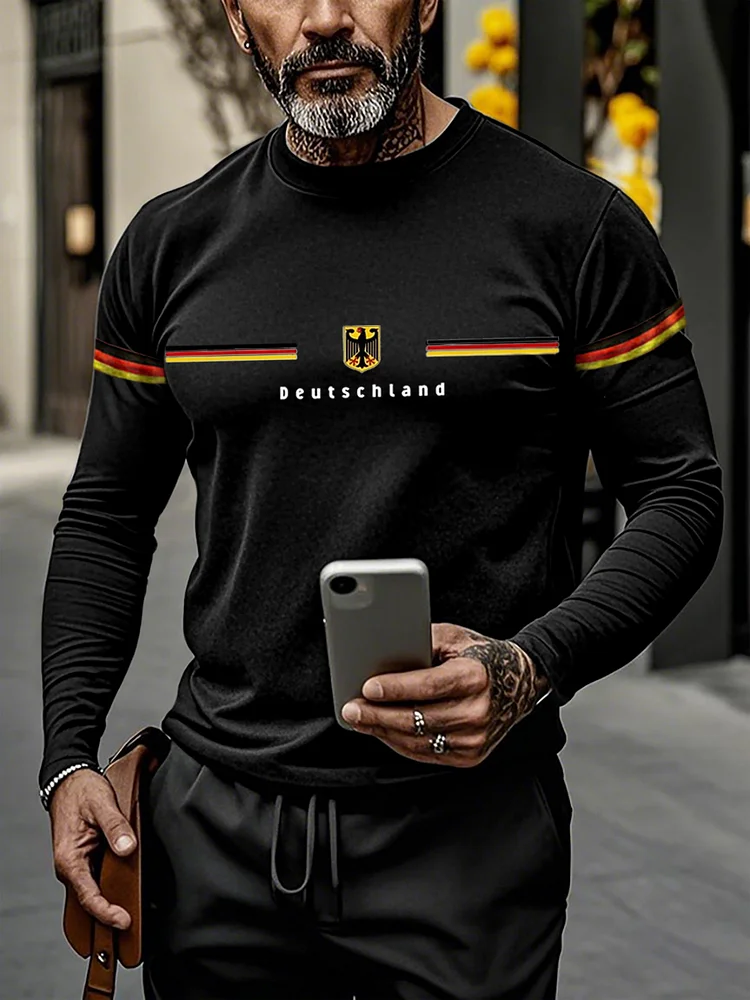 Männer Deutschland gedruckt Langarm T-Shirt