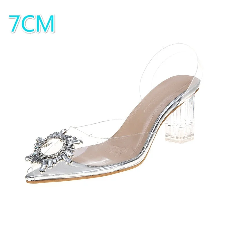 New Summer Transparent Sandals Women Women Elegant Sky High Heels Bling Crystal Shoes Woman Sexy Ladies Party Club Dress Shoes