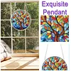 (18.5cm)DIY Acrylic Jigsaw Puzzle Window Hanging with Hanging Chain DIY Stained Glass Decoration Round Window Puzzle Decor for DIY Craft Project (Stained Glass Tree)