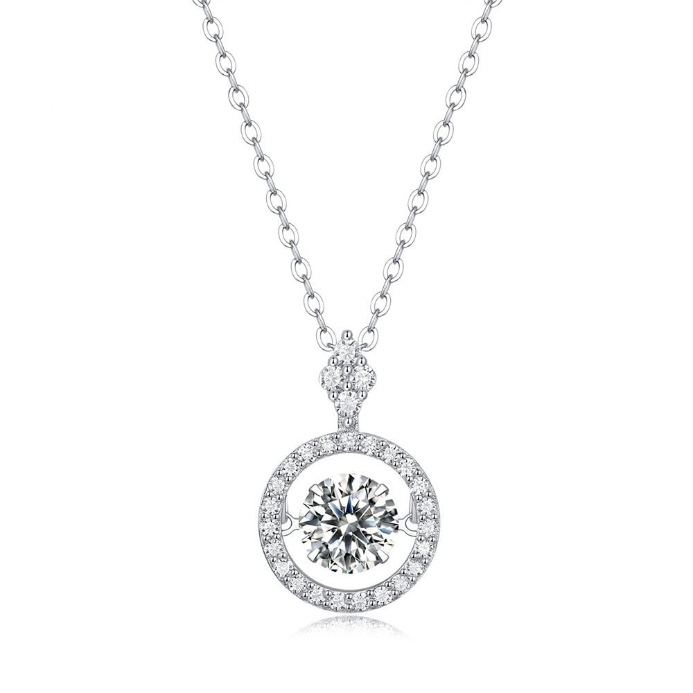Gemstone Round Halo Pendant Necklace shopify LILYELF