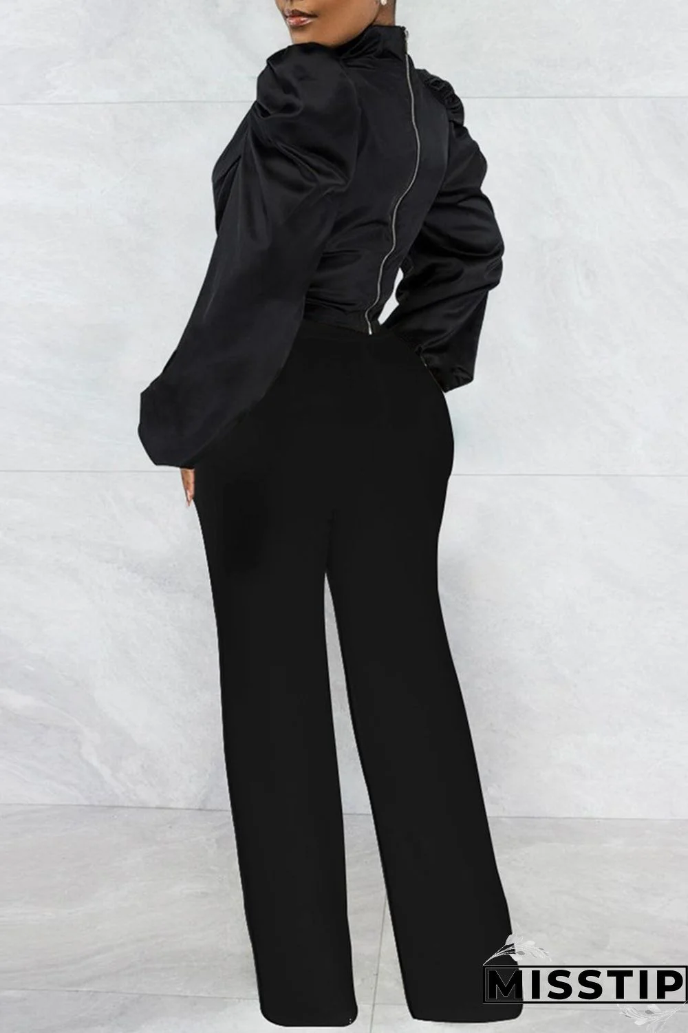 Red Casual Solid Patchwork Turtleneck Tops