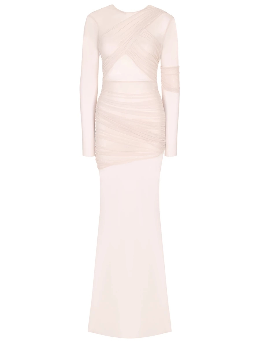 Elegant Mesh Patchwork Long Sleeve Bodycon Party Club Evening Dress Sexy Double Layer Perspective Vestido Autum Clothing