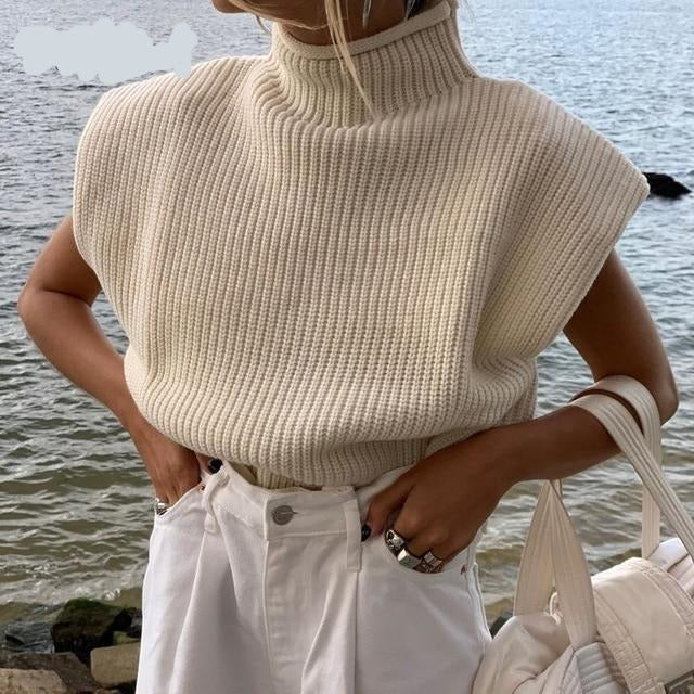  thdmladies Turtleneck Sleeveless Vest Sweater thedmladies