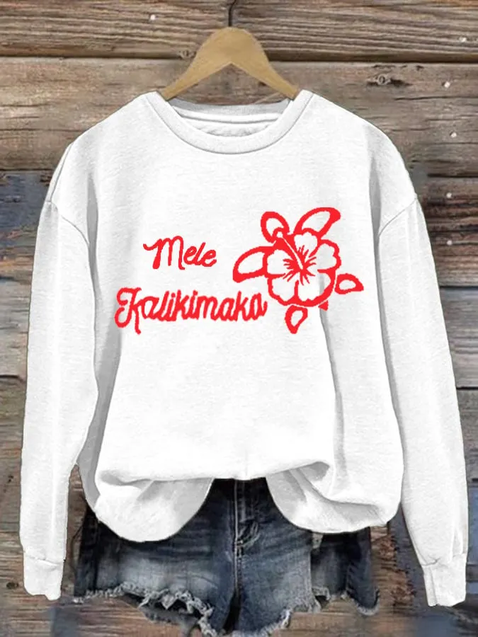 Women's Hawaiian Christmas Mele Kalikimaka Print Sweatshirt