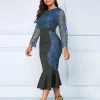 Women's Plus Size Party Dress Floral Crew Neck Long Sleeve Winter Fall Fashion Elegant Formal Midi Dress Party Evening Party Dress