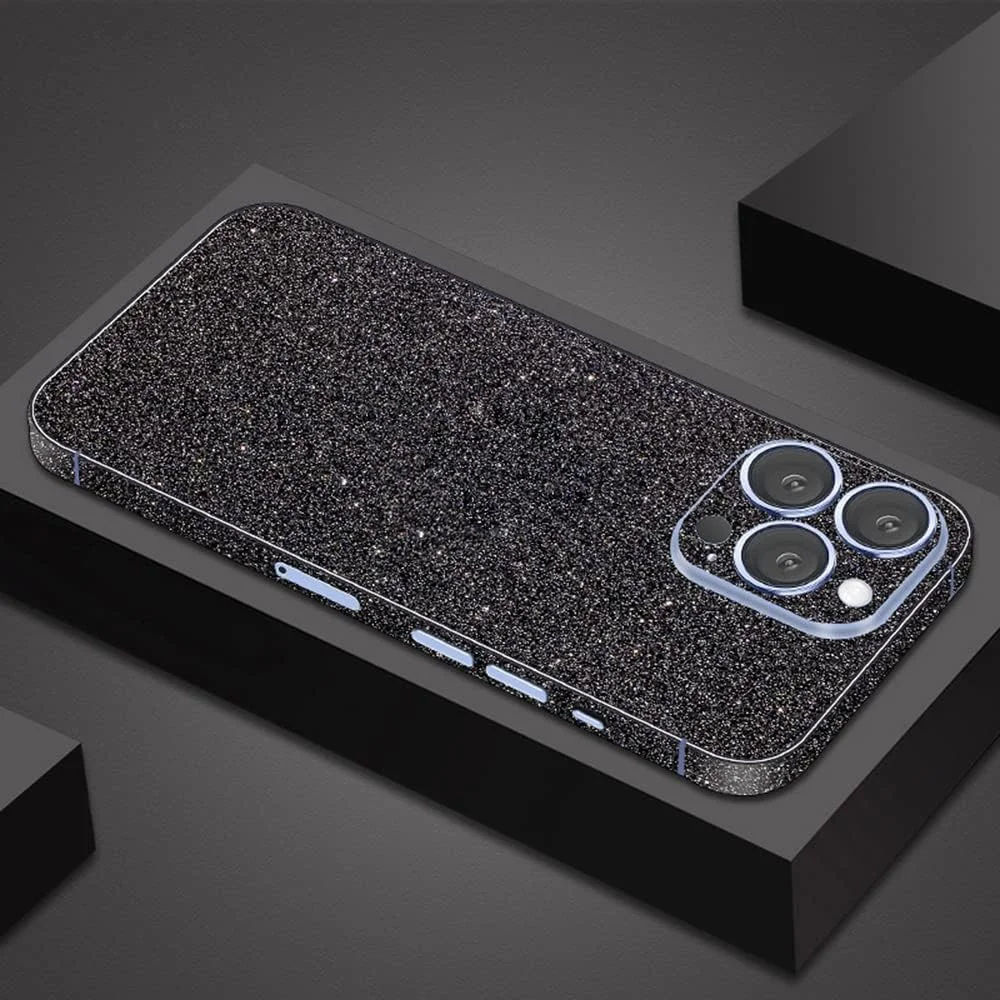 Compatible with iPhone 13 Pro Max Bling Glitter Sticker Skin Wraps Shiny Sparkle Cute for Women Girls Girly Luxury Sticker 2 Pack Rainbow