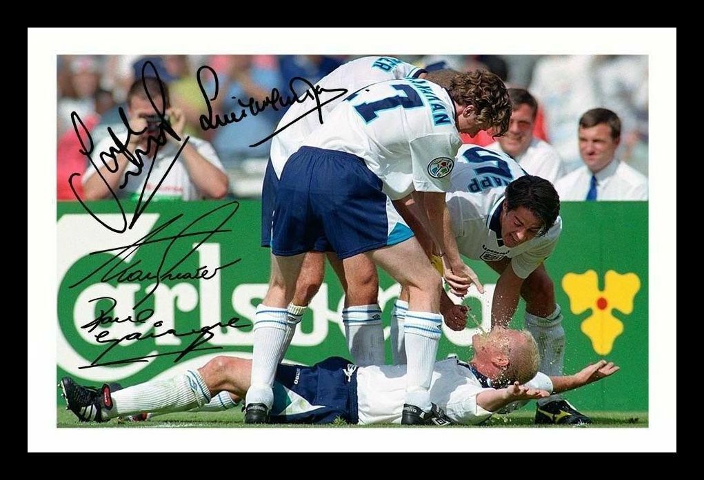 McManaman & Jamie Redknapp & Paul Gascoigne & Alan Shearer Signed Framed Photo Poster painting